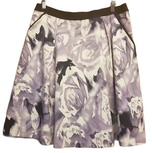 Ellen Tracy | Women's Purple & White Floral Swing Skirt (Size 14)